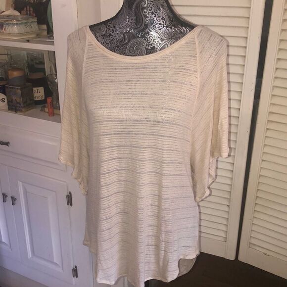 Calypso St. Barth Hi Lo Beach Shirt Dolman Sleeves in Shimmering Sand - Picture 1 of 13